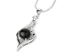 Collier avec Pendentif Boule De Cristal Naturel, Breloque en Zircon Transparent avec Chaîne en Perles D'Argent, Ras Du Cou en Pierres Précieuses Polies pour Femmes Et Hommes, Mandala Creux en Onyx