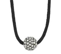 Collier avec pendentif boule de feu en cristal transparent plaqué noir et fermoir mousqueton fantaisie 41 cm avec cordon en satin de 14 mm de large pour femme