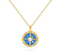 Collier avec pendentif boussole étoile du Nord en or plaqué or 14 carats et argent avec mots inspirants et étoile en oxyde de zirconium - Cadeau d'anniversaire, de remise de diplôme pour homme et