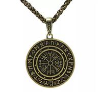 Collier avec Pendentif Boussole Viking Vegvisir Mjolnir pour Homme, chaîne tressée en Bronze