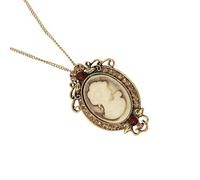 Collier avec pendentif camée ovale avec strass en cristal fait à la main, accessoire de bijoux vintage élégant, As show, Métal