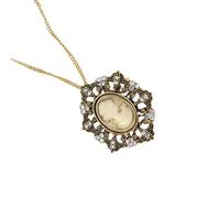 Collier avec pendentif camée ovale avec strass en cristal fait à la main vintage accessoire élégant pour rehausser la tenue, One Size, Comme décrit