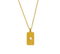 Collier avec pendentif carré en acier inoxydable - Beau soleil, lune, étoile du monde - Pour les personnes avant-gardistes - Élégant pendentif carré, taille unique, Comme décrit, Comme décrit.