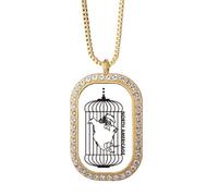 Collier avec pendentif carte Cage Continent Amérique du Nord Diamant Cristal Doré