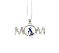 Collier avec pendentif carte de la Grande-Bretagne Irlande - Cadeau de fête des mères pour maman, grand-mère, M