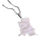 Collier Avec Pendentif Carte De La République Démocratique Du Congo,Joli Collier Avec Pendentif Carte Du Congo Pour Unisexe,Article Patriotique,Bijou De Charme D'Anniversaire Ethnique,Argent,Chaî