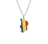 Collier Avec Pendentif Carte De La République Du Tchad Avec Drapeau - Collier À Pendentif Avec Breloque Du Continent Pour Homme Et Femme,Chaîne De Pull Tendance Boundaries Contour Pour Femme/Homme
