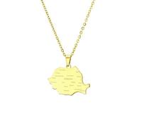 Collier Avec Pendentif Carte De La Roumanie Pour Homme Et Femme, Nom De La Ville Du Pays, Contour Des Limites, Cartes, Breloque Pendante, Chaîne De Pull D'Amitié Patriotique Hip Hop, Bijoux, Jaune,