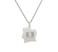 Collier Avec Pendentif Carte De L'Afrique Côte D'Ivoire Pour Femmes Hommes Bijoux Avec Pendentif Carte De L'Alphabet Chaîne De Clavicule Collier Personnalisé Cadeau Pour Filles Garçons Bijoux Hip-Hop