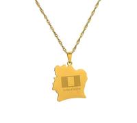 Collier Avec Pendentif Carte De L'Afrique Côte D'Ivoire Pour Femmes Hommes Bijoux Avec Pendentif Carte De L'Alphabet Chaîne De Clavicule Collier Personnalisé Cadeau Pour Filles Garçons Bijoux Hip-Hop