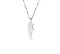 Collier Avec Pendentif Carte De L'Argentine Pour Femmes Et Hommes, Nom De La Ville Du Pays Hip Hop, Contour Des Limites, Cartes, Breloque Pendante, Chaîne De Pull D'Amitié Patriotique Minimaliste,