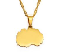 Collier Avec Pendentif Carte De Macédoine Du Nord,Attrayant Collier Avec Pendentif Carte De Macédoine Du Nord Pour Unisexe,Article Patriotique,Bijou De Charme D'Anniversaire Ethnique,Or,Chaîne De