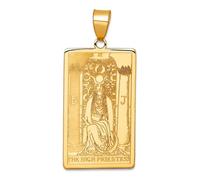 Collier avec pendentif carte de tarot 16,5 mm en or jaune massif 14 carats pour femme