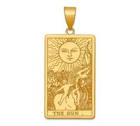 Collier avec pendentif carte de tarot 16,5 mm en or jaune massif 14 carats pour femme