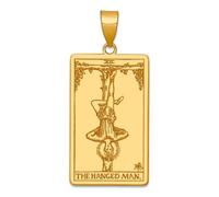 Collier avec pendentif carte de tarot 16,5 mm en or jaune massif 14 carats pour femme