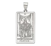 Collier avec pendentif carte de tarot de justice en argent sterling 925 de 16,8 mm pour femme