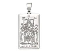 Collier avec pendentif carte de tarot de l'Empereur en argent sterling 925 de 16,8 mm pour femme