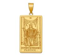 Collier avec pendentif carte de tarot en or jaune massif 14 carats 16,5 mm pour femme