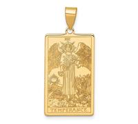Collier avec pendentif carte de tarot en or jaune massif 14 carats de 16,5 mm pour femme