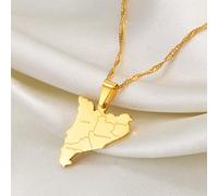 Collier avec pendentif carte d'Espagne - Carte de la Catalogne avec contour de la ville Colliers pendentif style ethnique Collier chaîne à breloques pour femmes/filles/hommes unisexe,doré,60cm