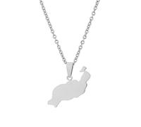 Collier avec Pendentif Carte D'Espagne Lanzarote - Délicat Lisse Jaune Blanc Couleur Charme Pays Carte Ras du Cou, Bijoux Africains Hip Hop pour Femmes Et Hommes, Blanc, Long :