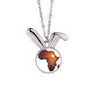 Collier avec pendentif carte du continent africain Lion Prairie - Cadeau idéal