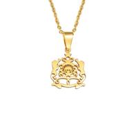 Collier avec pendentif carte du Maroc pour homme et femme en acier inoxydable