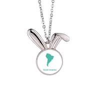Collier avec pendentif carte du sud vert avec pendentif lapin