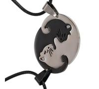 Collier avec pendentif chat assorti pour couples - Réglable - En acier inoxydable - Accessoire de Noël ou d'anniversaire de mariage, H, Comme décrit, Comme décrit.