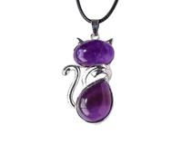 Collier avec pendentif chat en cristal naturel délicat avec symbole spirituel pour les amateurs de mode, taille unique, Comme décrit, Comme décrit.