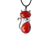 Collier avec pendentif chat en cristal naturel délicat avec symbole spirituel pour les amateurs de mode, taille unique, Comme décrit, Comme décrit.