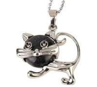 Collier Avec Pendentif Chat En Pierre Naturelle Pour Femmes Et Hommes | Charmant Animal En Pierre Précieuse Véritable Avec Chaîne En Argent Amulette Énergétique De Méditation Bijoux Cadeaux Po