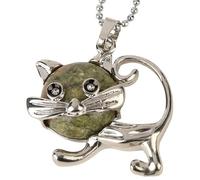 Collier Avec Pendentif Chat En Pierre Naturelle Pour Femmes Et Hommes | Véritable Breloque Animal En Pierre Précieuse Avec Chaîne En Argent Amulette Énergétique De Méditation Bijoux Cadeaux Po