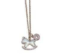 Collier avec pendentif cheval à bascule en nacre, double chaîne micro-pavée pour femme, cadeau de l'année porte-bonheur