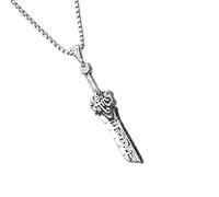 Collier avec pendentif chevalier vintage en acier inoxydable - Épée brisée et ancre - Bijoux d'inspiration médiévale pour homme - Symbole de force et de résilience - Cadeau unique pour lui, M, Acier