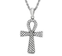 Collier avec pendentif clé de vie pour homme, collier vintage en acier inoxydable avec clé de vie de l'Égypte ancienne, argent, 50 cm