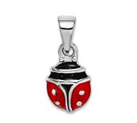 Collier avec pendentif coccinelle en argent sterling 925 plaqué rhodium pour garçons ou filles - Dimensions : 8,25 x 6,74 mm de large