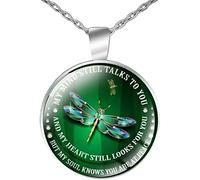 Collier avec pendentif, collier unisexe Mon esprit continue de vous parler du temps avec pendentif en verre