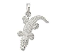 Collier avec pendentif crocodile 3D poli en argent sterling 925 plaqué rhodium 18,5 mm pour femme