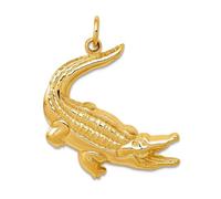 Collier avec pendentif crocodile en or jaune massif 10 carats pour femme 23 mm