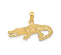 Collier avec pendentif crocodile texturé en or jaune massif 10 carats 22,5 mm pour femme