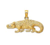 Collier avec pendentif crocodile texturé en or jaune massif 10 carats 26,25 mm pour femme