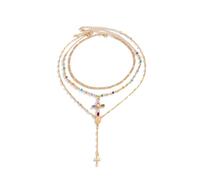 Collier avec pendentif croisé en cristal réglable - Bijoux légers pour femme - Accessoires de mode - Collier avec pendentif en alliage, taille unique, Comme décrit, Comme décrit.