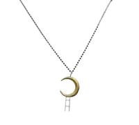 Collier avec pendentif croissant de lune et échelle - Breloque céleste bicolore - Bijoux minimalistes