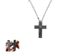 Collier avec pendentif croix antique avec compartiment secret, pendentif en forme de dix personnages, design imprimé 3D pour cadeau d'anniversaire, de Noël, de Saint-Valentin，Colliers de couple
