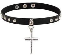 Collier avec pendentif croix, collier ras du cou gothique simple collier ras du cou femme bijoux tour de cou (noir) Design pratique