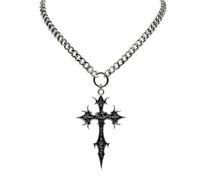 Collier avec pendentif croix près du cou avec détails gothiques gravés foncés, bijoux ras du cou à chaîne courte pour une tenue quotidienne, longueur 31 à 40 cm, collier avec pendentif croix gothique,