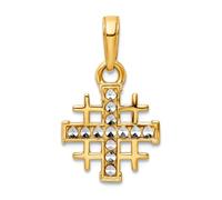 Collier avec pendentif croix religieuse de Jérusalem 12,29 mm 14 carats avec rhodium brillant pour femme