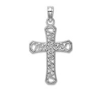 Collier avec pendentif croix religieuse en or blanc 10 carats 20,4 mm de long pour femme