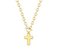 Collier avec pendentif crucifix plaqué 14 carats avec fermoir OT pour femme, As show, Cuivre